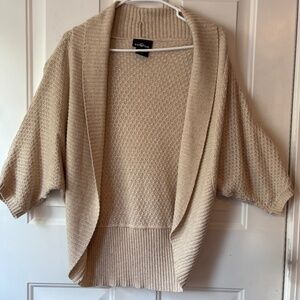 Women's Shawl Sweater, Tan Cardigan, Size XL, 3/4 Length Sleeve, It's Our Time